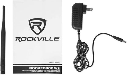 Rockville ROCKFORCE W2 192-Channel Wireless 2.4GHz DMX Lighting Controller, Built-In Transmitter, Music Triggering, Programmable Scenes, for DJs and Stage Lighting