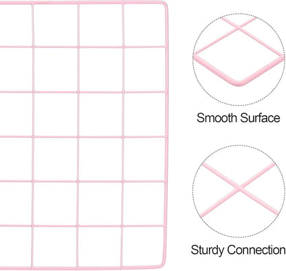 PATIKIL 12"x20" Wire Grid Panel, 2 Pack Board Photo Pictures Memo Display Grid Panels Hanging Organizer Wall Decorative Panel for Home Office Wedding, Pink