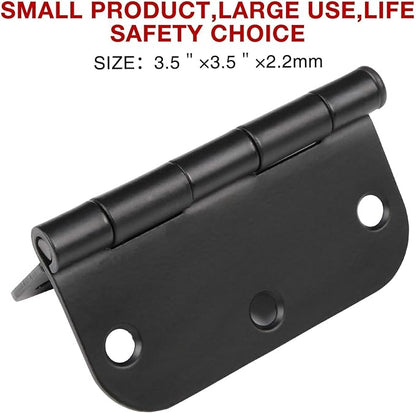 TDCHINGES 30 Pack Rounded Matte Black Door Hinges 3.5 Inch 5/8" Radius Interior 3 1/2 Inch Flat Iron Bifold Easy Installation Standard Hinge No Squeak,Bedroom Indoor for Doors 3 ½" Hardware Controls