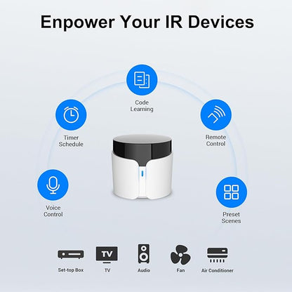 Broadlink RM5plus Universal Infrared Remote, Voice Control with Alexa & Google Home, Wi-Fi Smart Home Hub for TV, AC and Audio (IR 38KHz), 2.4GHz Wi-Fi Only