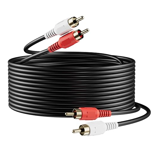 Sjorks RCA Cable 100ft,2RCA Male to 2RCA Male,Audio Stereo Subwoofer Cable [Hi-Fi Sound] Auxiliary Audio Cord for Home Theater, HDTV, Amplifiers, Hi-Fi Systems,Speakers and etc