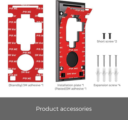 No Drill Ring Doorbell Mount for Battery 2020 - Damage-Free 3M Tape Holder, Rental Friendly No Screws Wall Plate Bracket for Apartment (Ring doorbell 2020 Mount)