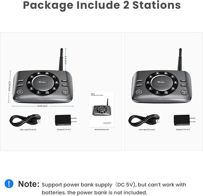 Hands-Free Intercoms Wireless for Home Business, Wuloo Upgrade Two Way Audio Intercom System for Elderly, Full Duplex Room to Room Intercom with 5280 ft Range Clear Sound Anti-Interference, Pack of 2