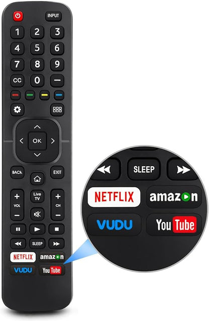 Replacement Remote Control for All Hisense 4K LED HD UHD Smart TVs (EN2A27), Fit for Hisense Android Smart TV EN2A27 EN2A127H EN2A27HT EN2AN27H EN2AS27H EN2B27 EN2C27