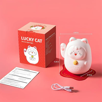AuroraNiteBeam Cute Cat Night Light for Kids, LED Nursery Lamp Dimmable & Rechargeable, Warm Glow for Night Feeding, Nursery & Room Décor Lamp with Gift-Ready Design
