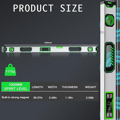 Kanayu Digital Level Digital 40'' LCD Display Magnetic Torpedo Level Tool Protractor Electronic Dust and Waterproof Smart Torpedo Tool for Construction Measuring Home Supplies