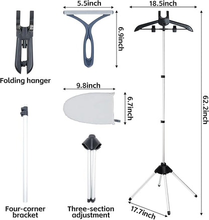 FujDun Garment Steamer Stand for Clothes - Steam Rack & Stand - Grey Ironing Gloves, Handheld Steamer Hanger - Adjustable Handheld Ironing Clothes Hanger - Universal Steam Iron Accessory Holder