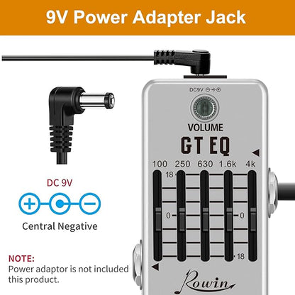 Rowin Guitar Equalize Effect Pedal EQ Add or Take Away Specific Bands Tune Parameters of Sound