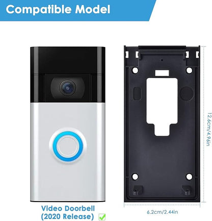 Fansoun No-Drill Adhesive Mount for Ring Video Doorbell (2nd Generation - 2020 Release), Mounting Bracket Accessories for Apartments Office Houses (Black)