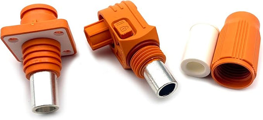 1 Set Battery Energy Storage Connector, 100A High Current Connectors Quick Plug Terminal Orange Right Angle Plug and Socket IP67 Waterproof Power Adapter Crimping 16mm² Wiring (1000V)
