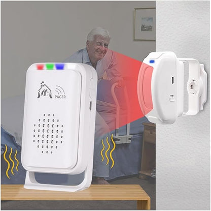 Bed Alarm for Elderly Adults Wireless，Bed Sensor Alarm and Fall Prevention for Elderly/Dementia Patients and More,Caregiver Pager/ Motion Sensor Alert with Vibration【 Newly Upgraded】