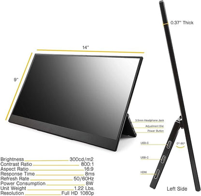 SideTrak Solo Pro 15.8" Portable Monitor for Laptop | FHD 1080P LED IPS Dual Display w/Anti-Glare Screen, USB & Mini HDMI, Laptop Monitor Extender for Mac, PC, Chrome, HDR & Speakers
