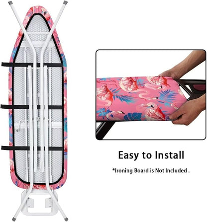 ZCFYGDX Flamingo Palm Leaf Print Ironing Board Covers (15 x 48 in) Hook & Loop Elastic Edge Easy to Install, Scorch Resistant,Lightweight & Breathable Anti-Slip & Wear-Resistant Home Size-L
