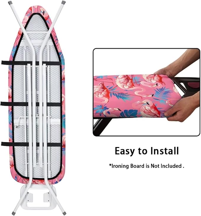 ZCFYGDX Flamingo Palm Leaf Print Ironing Board Covers (14 x 45 in) Hook & Loop Elastic Edge Easy to Install, Scorch Resistant,Lightweight & Breathable Anti-Slip & Wear-Resistant Home Size-S