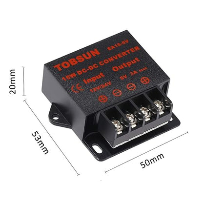 DC 12V/24V to 5V 3A Step Down Converter - 12V Voltage Regulator Buck Converter Power Supply Transformer (12V/24V to 5V 3A)