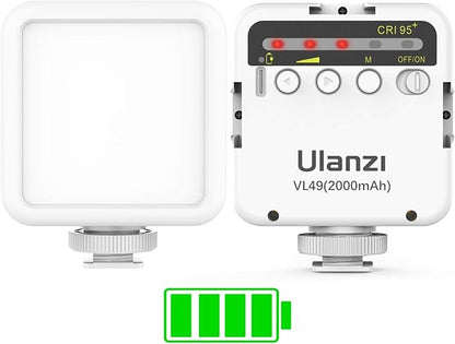 ULANZI VL49 2000mAh LED Video Light w 3 Cold Shoe, Rechargeable Soft Light Panel for DJI OSMO Mobile 3 Pocket Zhiyun Smooth 4 Sony RX100 VII Canon G7X Mark III A6400 6600 Action Camera 13 9 8 Vlogging