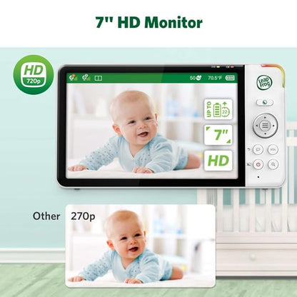 LeapFrog Color Night Vision Video Baby Monitor with 7" HD 1080P, 360° Pan & Tilt, 8X Zoom, Night Light, Humidity & Temperature Sensor, Up to 1000ft Long Range, Secure Transmission: LF920HD