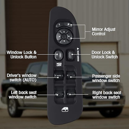 Mango S Master Power Window Switch and Bezel 56049805AB for 2002-2009 Dodge Ram 1500 2500 3500, 2001-2004 Dodge Dakota, 2001-2003 Dodge Durango,2005-2009 Dodge Sprinter 2500 3500