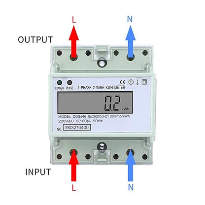 ANKROYU DDS546 Single Phase Energy Meter, Rail Digital Electric Consumption Meter, Anti Impact Residential Energy Meter for Energy Consumption Measurement
