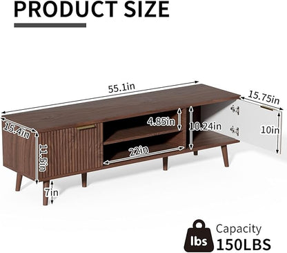 SHGJ&SOFT Storable TV Stand 65 Inch,Mid Century Modern TV Console Two Cabinet Doors with Open Partition in The Middleby by Wooden for Living Room,Bedroom. (Brown, 1PC)