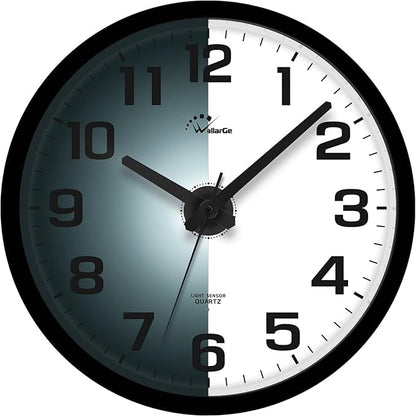 WallarGe Night Light Wall Clock for Bedroom - Silent Lighted up Wall Clock Glow in The Dark, Battery Operated for Living Room/Kitchen, Easy to Read Large Digital Display, 12 Inch