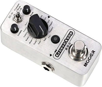 MOOER Groove Loop drum machine with 20 minute finder, 16 different drum grooves, 3 modes, play tempo for loop, record, practice with micro loop drum pedal, mini guitar jamming tool