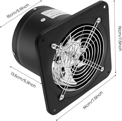 XUFOPLY 6 Inch Exhaust Fan, 110V 40W Wall Mounted Vent Fans 2600RPM Kitchen Bathroom Windows Fan Metal Extractor Fan for Attic, Garage, Window Ventilation (Black, 6 Inch)
