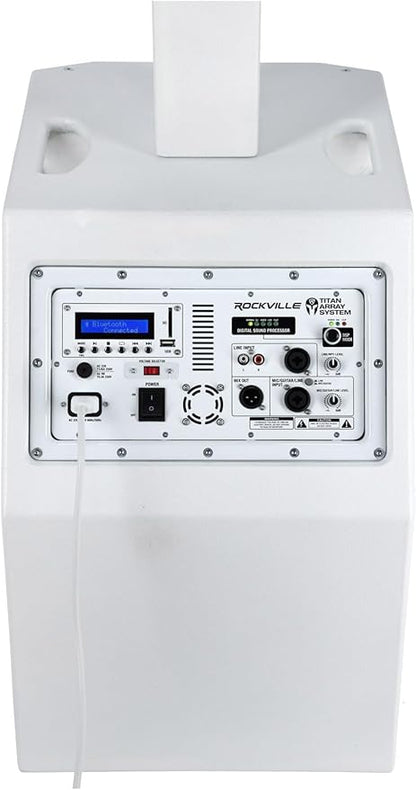 Rockville TITAN ARRAY SYSTEM White, 3200W Powered Column Array Speaker System, Dual 10” Subwoofers, (10) 3.5” Drivers, Bluetooth, Carry Bags Included, Perfect for DJs, Live Sound, and Events