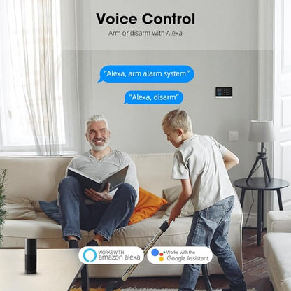 PGST Wireless Home Alarm System, 24-Piece Kit with Phone APP Alert, Door Sensor, Siren, Remote, Motion Detector, Compatible with Alexa (103-F)