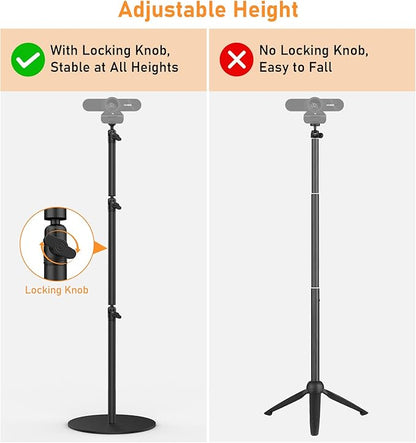 Camera Round Base Mount Desk Stand, Flexible Aluminum Photography Floor-Standing Light Monopod Stand Phone Holder with 1/4" 3/8'' 5/8'' Screw for DSLR Camera, Light, Webcam, Live Streaming, Vlogging