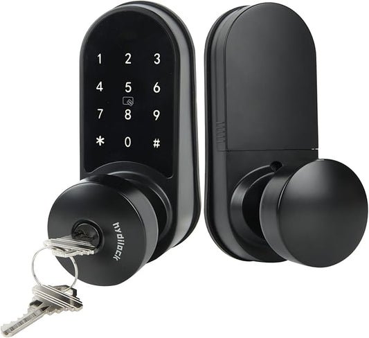 JESSTTI Electronic Door Lock with Touchscreens,Door Locks for Front Door, Electronic Door Knob with/IC Card/Password/Key,Digital Door Lock with Keypad