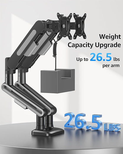 MOUNTUP Dual Monitor Mount Holds 4.4-26.5lbs, Heavy Duty Monitors Arm for 39 37 34 32 27inch,Double Monitor Stand for 2 Monitor, Height Adjustable Monitors Desk Mount with C-Clamp＆Grommet Base