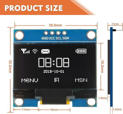 JAMHER 1.3 Inch I2C IIC OLED Display Module 128x64 Pixel Mini Self-Luminous Display Screen Board for Arduino Projects Raspberry Pi with Wire(3Pack White)
