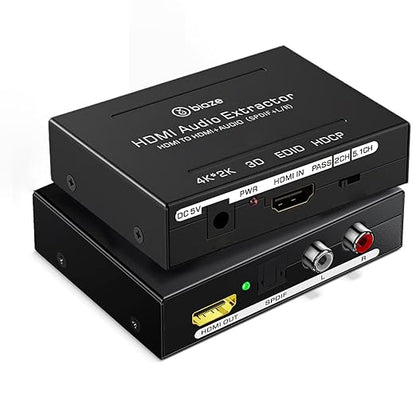 4K HDMI Audio Extractor Converter, HDMI Audio Video Splitter Adapter + Optical Toslink SPDIF Digital Audio + L/R Stereo Analog Compatible with Fire Stick Blu-Ray Player TV Box(1 Pack)