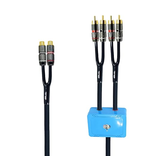Arklove 1ft Sound Channel swicher 2 Female to 4 Male RCA Switch Selector 2 in 1 Out R/L Stereo Audio 1 in 2 Out Stereo Audio Splitter with Mute Button No External Power Required CD Speaker DVD Player