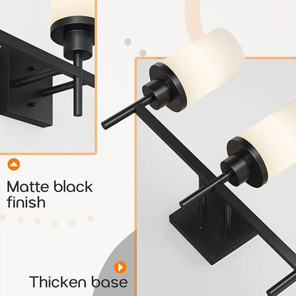 AONEON Vanity Lighting Fixtures Oil Rubbed Bronze 3-Light with White Frosted Glass Shade, Wall Sconces for Bathroom Cabinet Porch Kitchen T001ORB-L3
