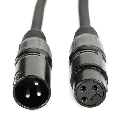 MFL. 25 ft Flexible DMX Cable 3 Pin Signal XLR Male to Female Cable Wire for Stage Lighting DJ Lights, 110 Ohms Impedance, Black, 4 Pack