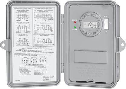 BN-LINK Pool Pump Timer, Outdoor Timer Box, Heavy Duty, 2HP 40A Max, 120, 240, 277 VAC, for Pool Pump, Water Heater, Fans, SPA, ETL Listed (Digital)