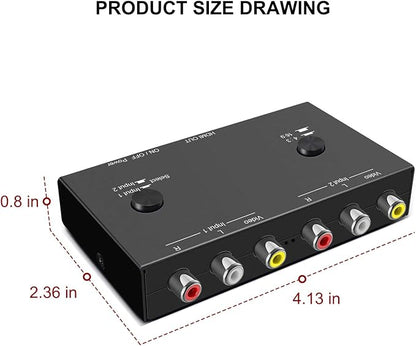Dingsun 2 Port AV to HDMI Converter, RCA to HDMI Adapter Support 16:9/4:3 Compatible with WII, N64, PS2, VHS, VCR DVD Players etc