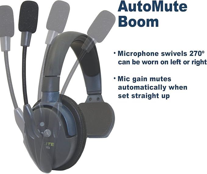 Eartec UL5S Ultralite-HD 5-Person Full Duplex Wireless Intercom Headset Communication System, Single Ear Headsets, Up to 1000ft Range, U.S. Company