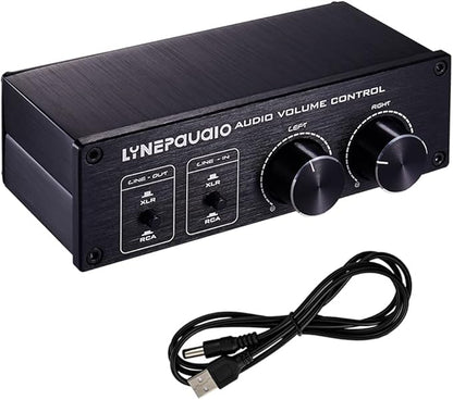 QIUNI Passive Volume Controller with Fully-Balanced & Single-Ended Mode XLR & RCA Interface for Home Stereo System Pre-Amplifier Speaker