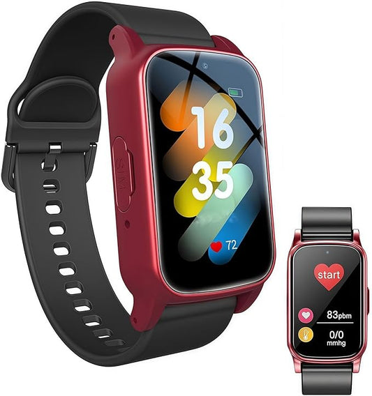 Elderly Fall Watch, Smart Watch for Men Women Wtih Sos Call and Health Monitoring, Ip67 Waterproof, Emergency Call Bracelet, for Seniors & Adults, Christmas and Birthday Gifts, 4G Safety(Red)