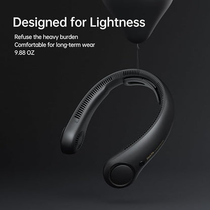 JISULIFE Portable Neck Fan Upgraded, Neckbrace Personal Hands Free, 5 Speed Gears Adjustment, 5000 mAh Wearable Bladeless Quiet Rechargeable for Outdoor Indoor, Gifts for Women Men- Black