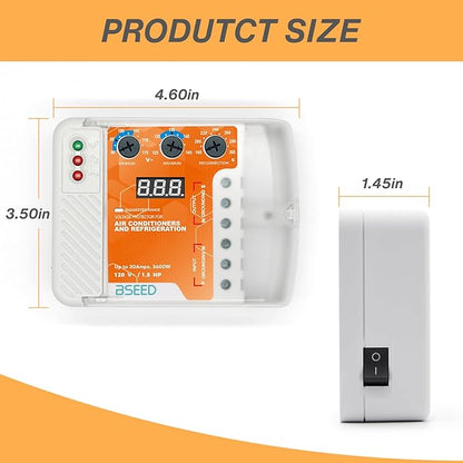 BSEED Surge Protector, Voltage Regulator, Wiring Heavy Duty Power Surge Protector Outlet for Refrigerator, TV, Computer and Home Appliance, Adjustable, LED Display Screen, 120V, 30A, 3600Watts, 1 Pack