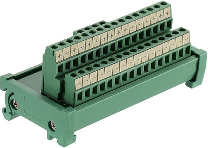 ANMBEST 2 in 16 Out Terminal Blocks Module, 25A DIN Rail and Panel Mounting Power Distribution Breakout Board for PLC Servo Power Amplifier