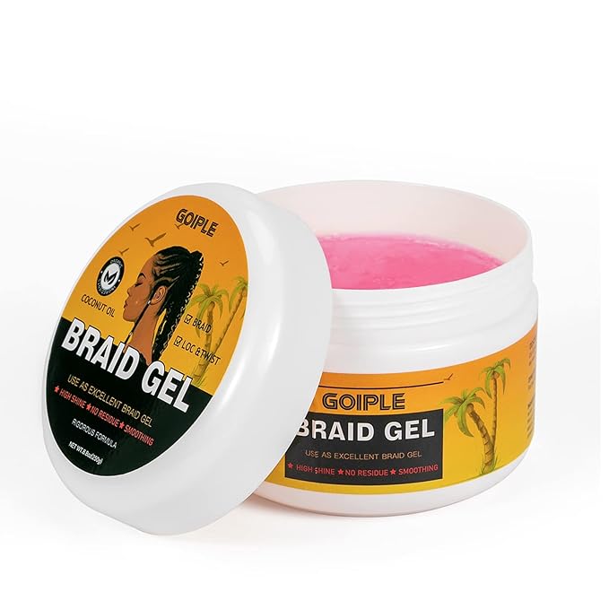 8.8OZ Strong Hold Braiding Gel for Twists, Locs, Cornrows - Tames Frizz, High Shine, No Flake, Easy Edge Control