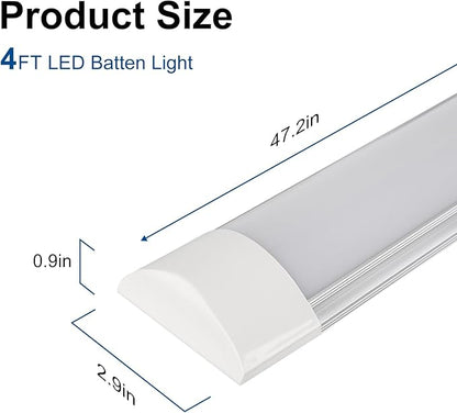 colmeguna 4 Packs 4FT LED Batten Light, Ultra-Thin Ceiling Surface Mounted Light, 40W, 4000K, IP20, LED Ceiling Lamp for Garage, Shop, Hallway, Office, Market, ver2