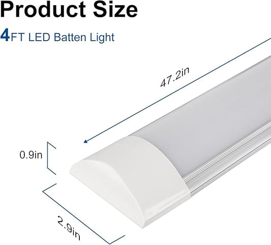 colmeguna 4 Packs 4FT LED Batten Light, Ultra-Thin Ceiling Surface Mounted Light, 40W, 4000K, IP20, LED Ceiling Lamp for Garage, Shop, Hallway, Office, Market, ver2