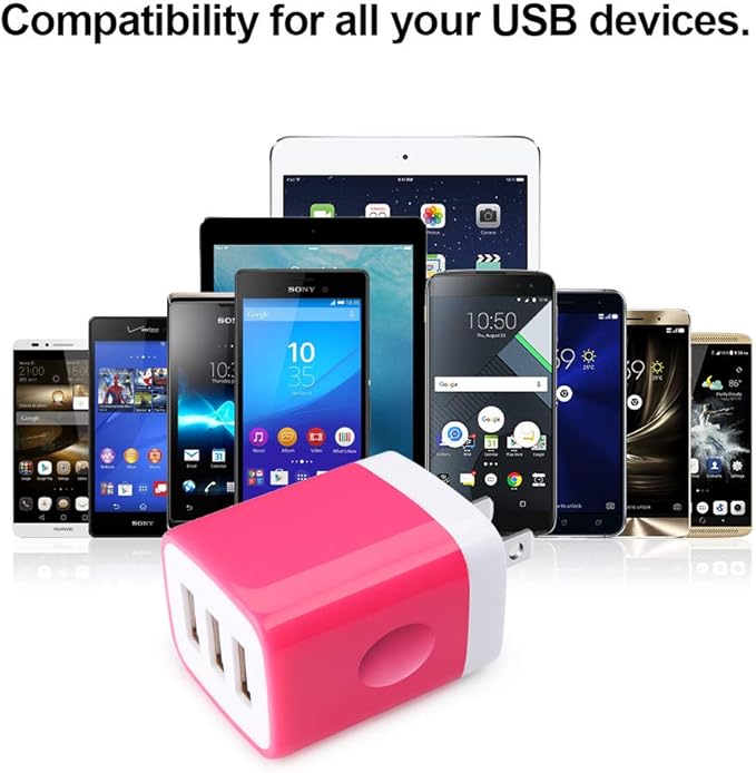 Wall Charger Adapter,USB Cubes,3Pack Universal Travel 3.1A 3 Muti Port Plug Charging Block Compatible with iPhone 16,15,14,13,12,11,SE,X,Plus,Samsung GalaxyS24,S23,S22,S21,S20 Plus,LG