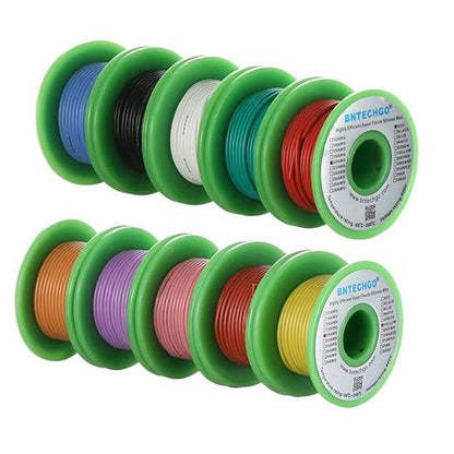 BNTECHGO 20 Gauge Silicone Wire Kit 10 Color Each 50 ft Flexible 20 AWG Stranded Tinned Copper Wire